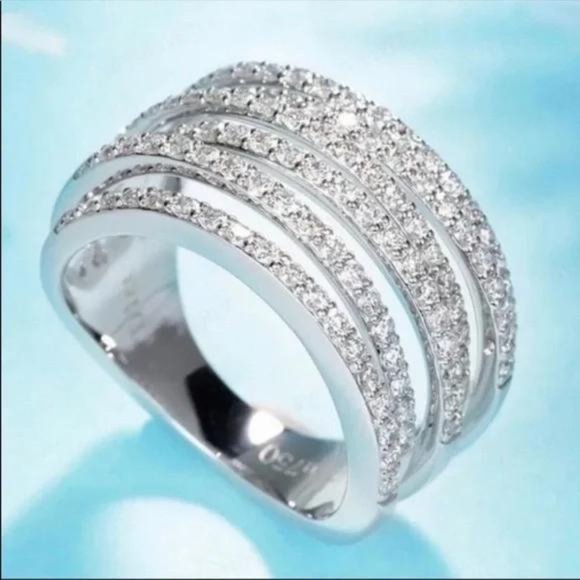 NEW 6.4 CT 925 STERLING SILVER DIAMOND RING - Picture 5 of 6